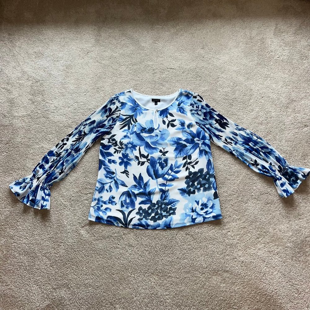 Talbots Blue Floral Blouse - Size Small